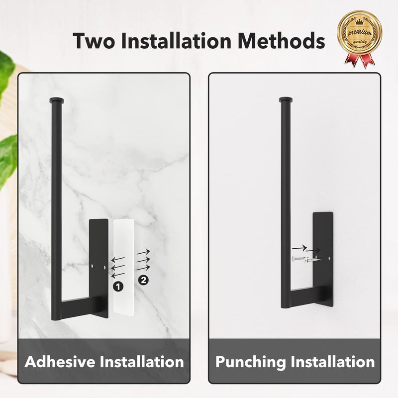 susswiff Paper Towel Holder Under Cabinet - Stainless Steel Paper Towel Holder Wall Mount  Self-Adhesive or Drilling  Matte Black Towel Rack for Kitchen Organization and Storage  Kitchen Paper Roll Holder - Image 5